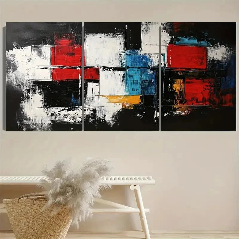 3pcs Dark Modern Abstract illustration Metal Print Ready to Hang Art - Bella Home Decor