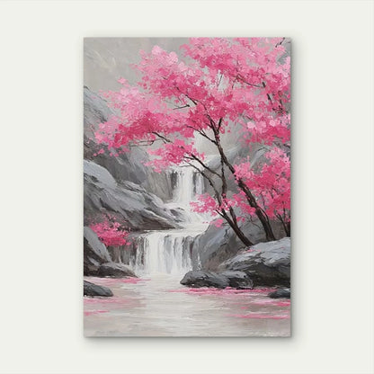 Pink Cherry Blossom Waterfall 60x90cm Metal Print Ready to Hang