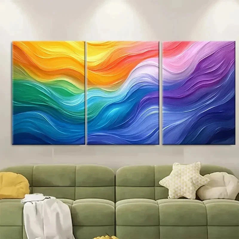3pcs Rainbow Abstract Art VI  Wall Art Set Canvas Framed 60x90cm - High Quality Print 100% Australian Made Wall Canvas Ready to Hang - Bella Home Decor