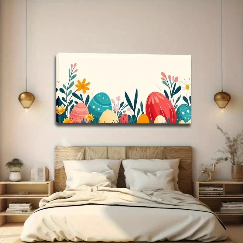 Colorful Easter Eggs Abstract Wall Art Canvas Office Home Room Framed 120x60cm