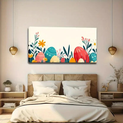 Colorful Easter Eggs Abstract Wall Art Canvas Office Home Room Framed 120x60cm