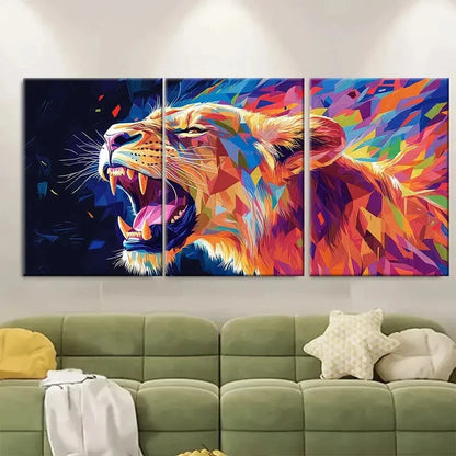 3pcs Roaring Lioness rl  Wall Art Set Canvas Framed 40x60cm - High Quality Print 100% Australian Made Wall Canvas Ready to Hang