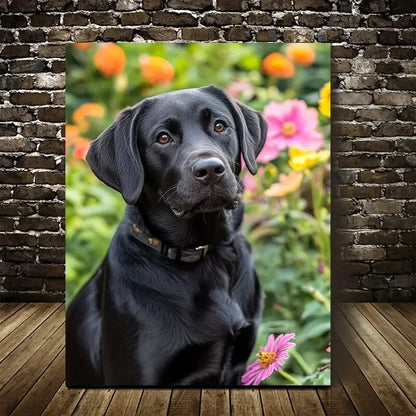 Adorable Black Labrador Retriever Dog with Vibrant 40x60cm Metal Print Ready to Hang - Bella Home Decor