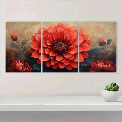 3pcs Chrysanthemum Flower Nature Perfect Wall Art Set Canvas Framed 50x70cm - High Quality Print 100% Australian Made Wall Canvas Ready to Hang - Bella Home Decor