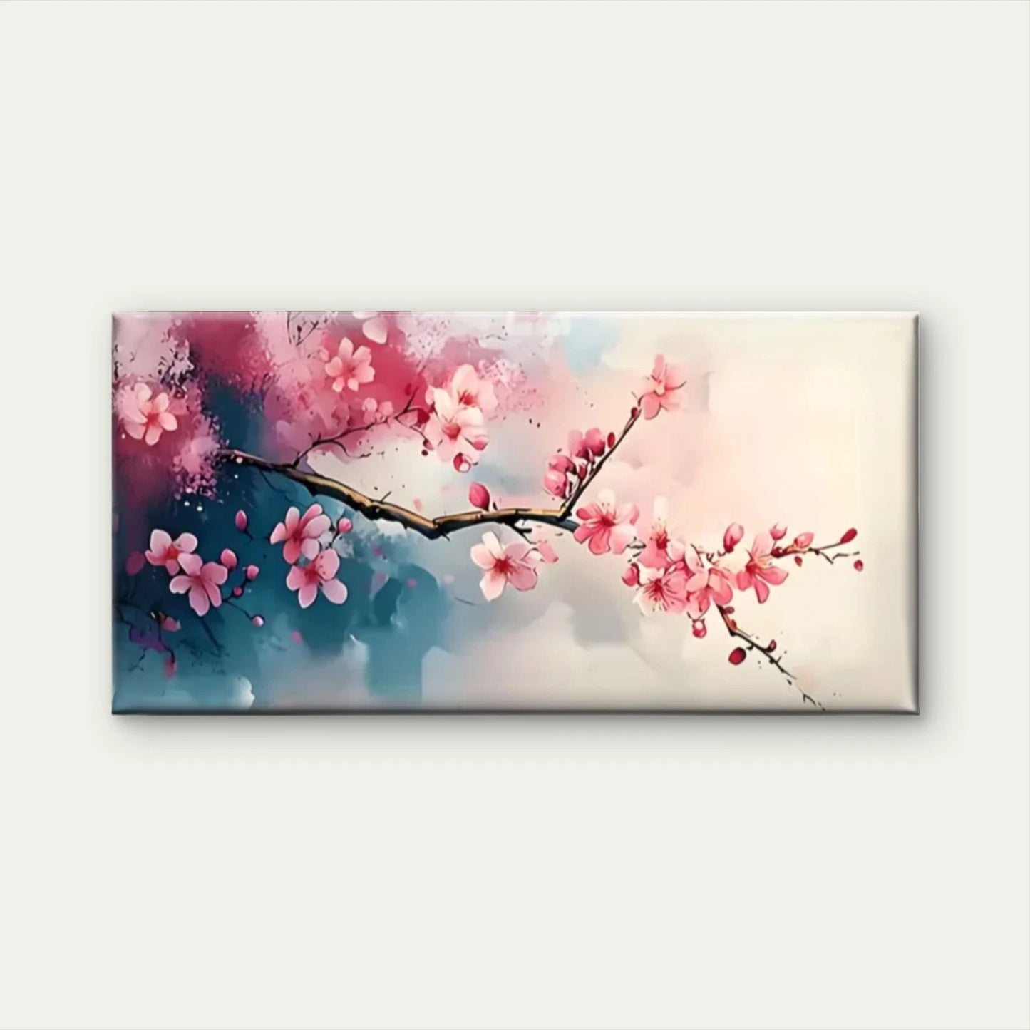 Cherry Trees Pink Flowers Wall Art Canvas Office Home Room Framed 120x60cm