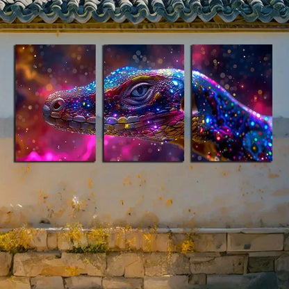 3pcs Vibrant Chameleon Colorful Design Metal Print Ready to Hang Art - Bella Home Decor