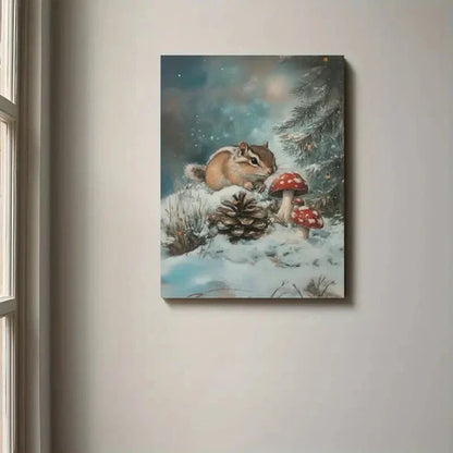 Beautiful Whimsical Woodland Chipmunk Painting 60x90cm Metal Print Ready to Hang