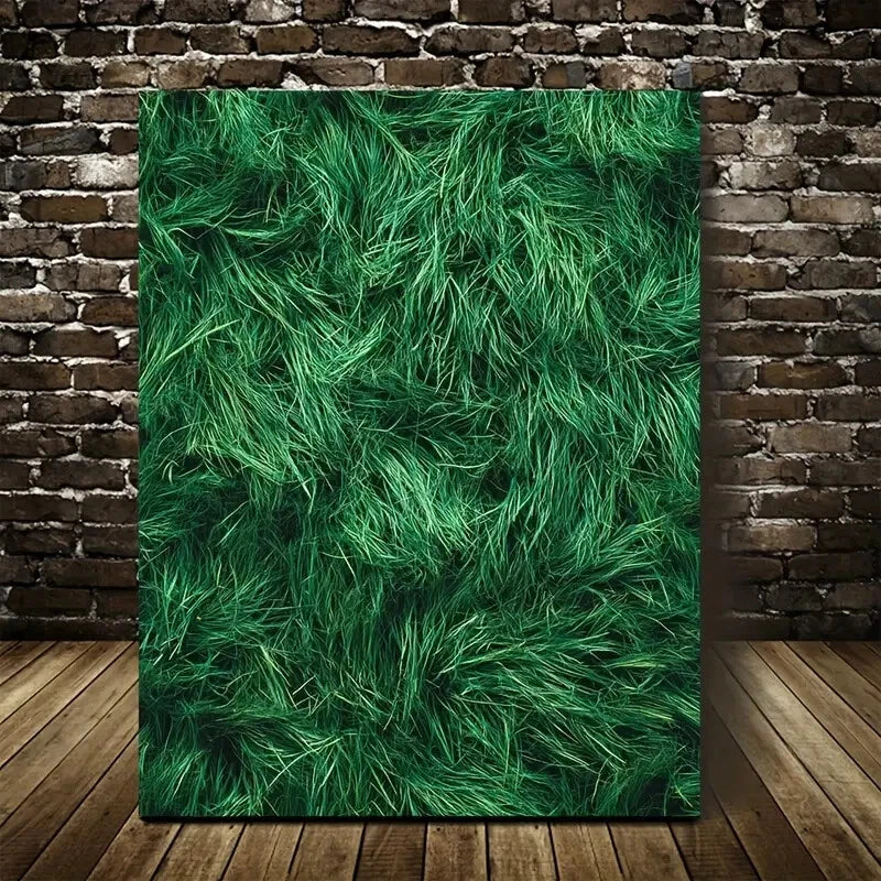 Emerald Wheatgrass Lawn Design Painting  40x60cm Metal Print Ready to Hang
