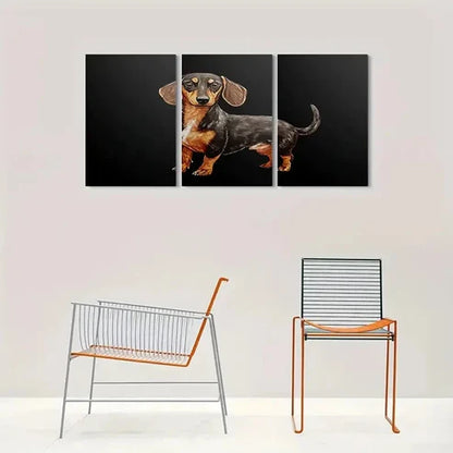 3pcs Adorable Dachshund Portrait Wall Art Set Canvas Unframed - High Quality Print 100% Australian Made Wall Canvas