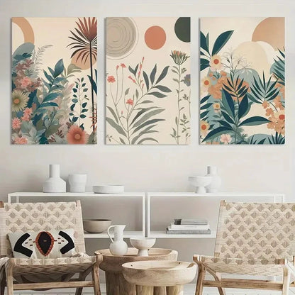 3pcs Marllifenney Wood Orange Plants Paintings Metal Print Ready to Hang Art - Bella Home Decor