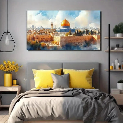 Golden Dome Architecture Wall Art Canvas Office Home Room Framed 120x60cm
