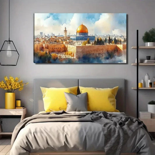 Golden Dome Architecture Wall Art Canvas Office Home Room Framed 120x60cm