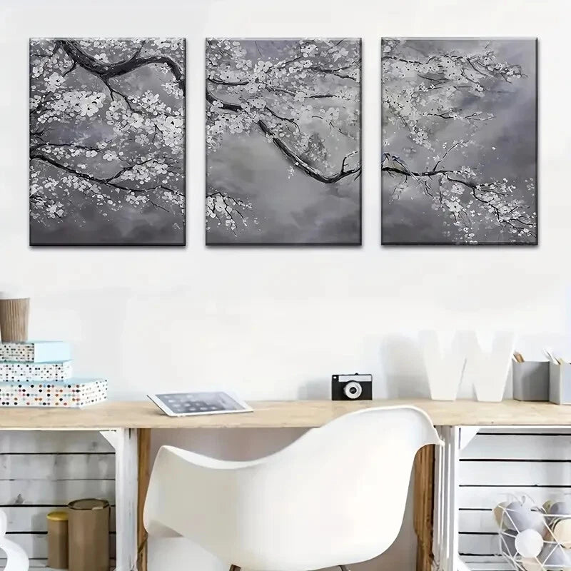 3pcs Elegant Plum Blossom Décor Perfect Wall Art Set Canvas Framed 40x60cm - High Quality Print 100% Australian Made Wall Canvas Ready to Hang - Bella Home Decor