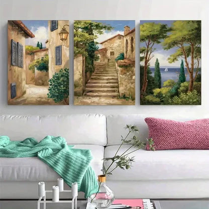 3pcs Mediterranean Natural Landscape Wall Art Canvas Unframed - High Quality Print 100% Australian Made Wall Canvas