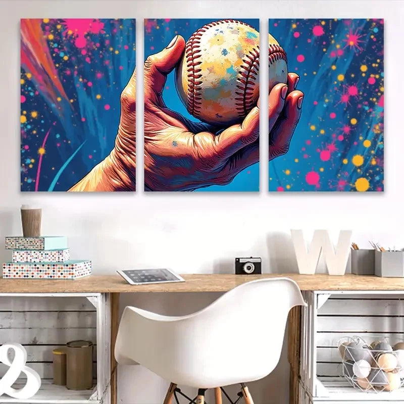 3pcs Ball in Hand Colorful Painting  Wall Art Set Canvas Framed 60x90cm - High Quality Print 100% Australian Made Wall Canvas Ready to Hang - Bella Home Decor