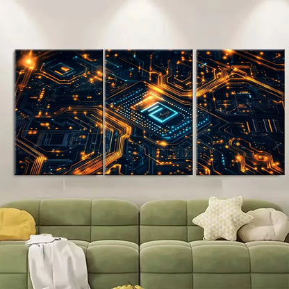 3pcs Circuit Board Technology Metal Print Ready to Hang Art - Bella Home Decor