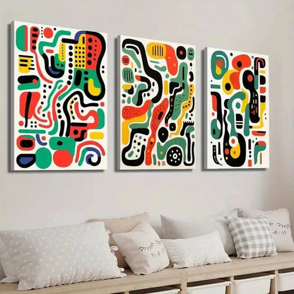 3pcs Geometric Decor with Colorful Shapes Wall Art Set Canvas Unframed - High Quality Print 100% Australian Made Wall Canvas