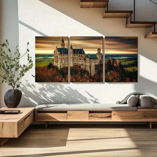 3pcs Medieval Architecture Art Castle Wall Art Set Canvas Framed 60x90cm - High Quality Print 100% Australian Made Wall Canvas Ready to Hang