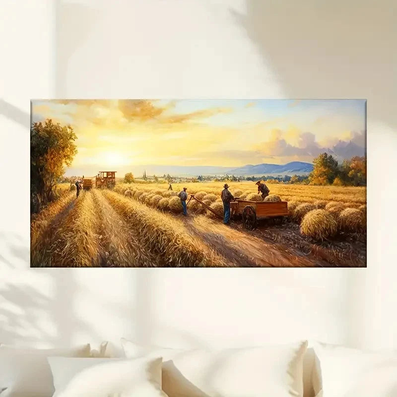 A Farm Scene Tractors Farmers Wall Art Canvas Office Home Room Framed 120x60cm