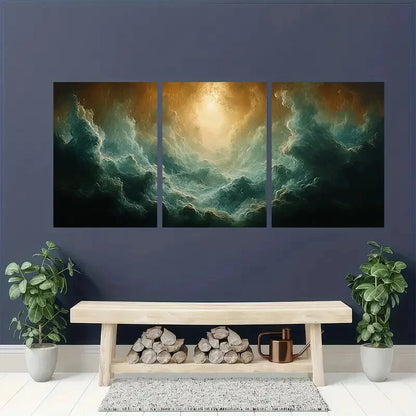 3pcs Vintage Moody Cloud Horizontal Cloudscape Metal Print Ready to Hang Art