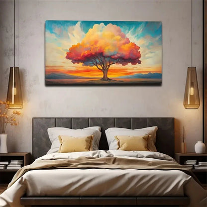 Abstract Cloud Tree Interior Wall Art Canvas Office Home Room Framed 120x60cm