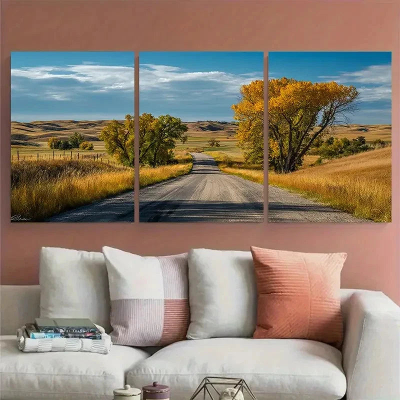 3pcs Scenic Nebraska Midwestern Travel Wall Art Set Canvas Framed 60x90cm - High Quality Print 100% Australian Made Wall Canvas Ready to Hang