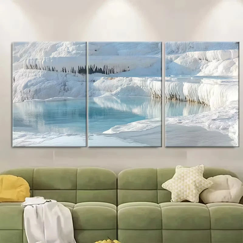 3pcs Pamukkale Thermal Pools Metal Print Ready to Hang Art