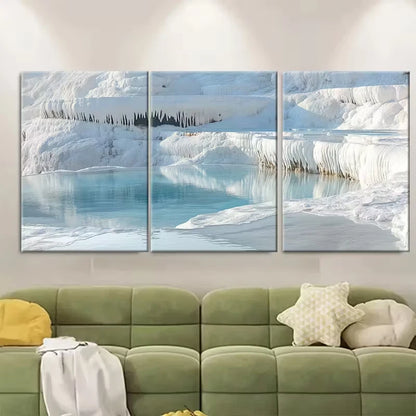3pcs Pamukkale Thermal Pools Metal Print Ready to Hang Art