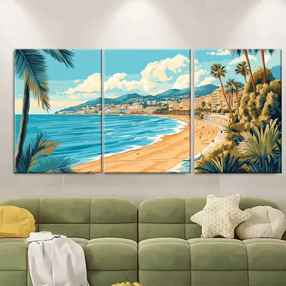 3pcs Cote D'azur Travel Metal Print Ready to Hang Art - Bella Home Decor