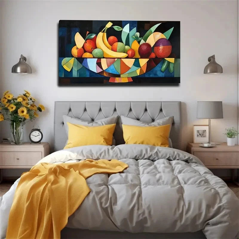 Geometricly Stitched Fruit Wall Art Canvas Office Home Room Framed 120x60cm