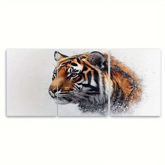 3pcs Wild Tiger Digital Watercolour Metal Print Ready to Hang Art