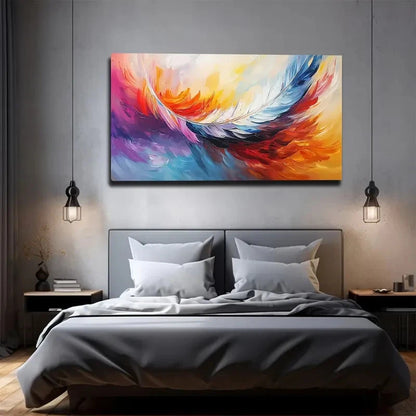 Colorful Abstract Wings Wall Art canvas office home room framed 120x60cm