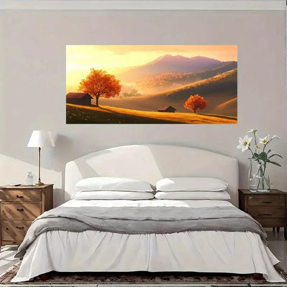 Autumnal Landscape Trees Wall Art Canvas Office Home Room Framed 120x60cm