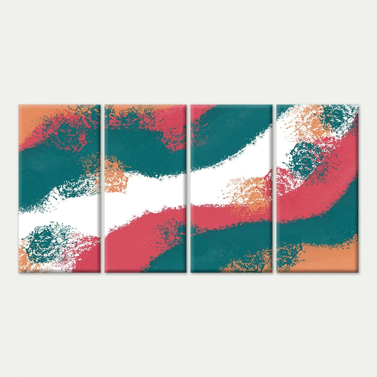 4pcs Modern Abstract Textured Colour Block Waves Wall Art Canvas Framed 45x80cm - High Quality Print 100% Australian Made Wall Canvas Ready to Hang