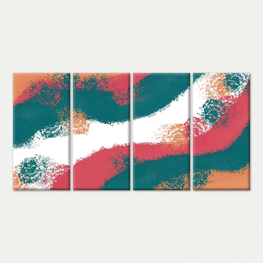 4pcs Modern Abstract Textured Colour Block Waves Wall Art Canvas Framed 45x80cm - High Quality Print 100% Australian Made Wall Canvas Ready to Hang
