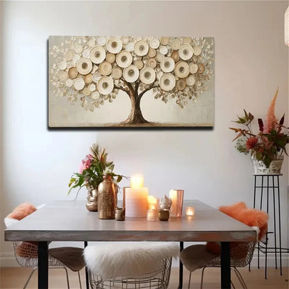 Leaf Collage Tree Design Wall Art Canvas Office Home Room Framed 120x60cm