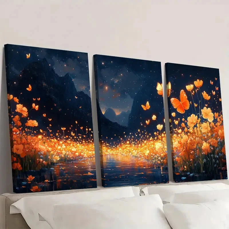 3pcs  Butterfly Land  HJ  Wall Art Set Canvas Framed 40x60cm - High Quality Print 100% Australian Made Wall Canvas Ready to Hang - Bella Home Decor