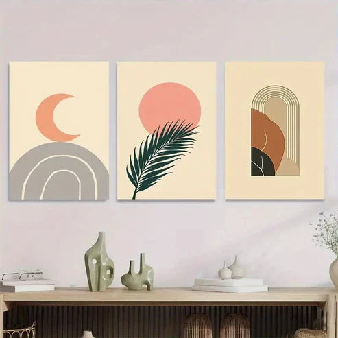 3pcs Abstract Modern Boho Green Wall Art Set Canvas Unframed - High Quality Print 100% Australian Made Wall Canvas - Bella Home Decor