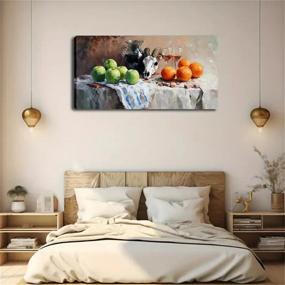 Blue & White Striped Countertop Wall Art Canvas Office Home Room Framed 120x60cm - Bella Home Decor
