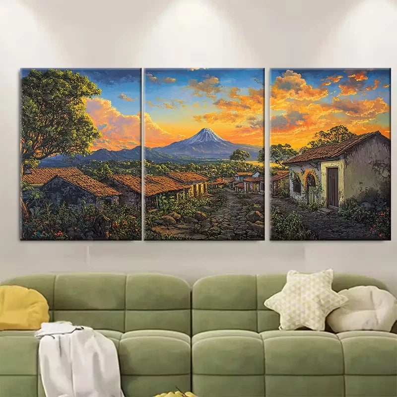 3pcs Nicaragua Painting Metal Print Ready to Hang Art