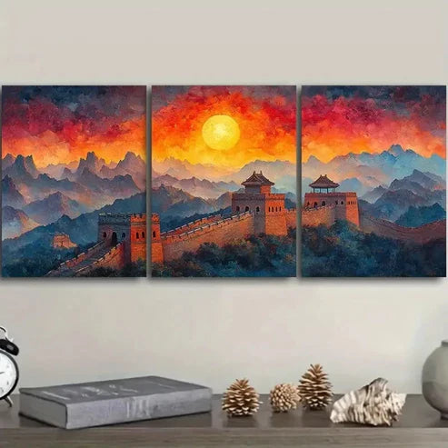 3pcs Vibrant Sunset Mountain Landscape Wall Art Set Canvas Unframed – High Quality Print 100% Australian Made Wall Canvas - Bella Home Decor