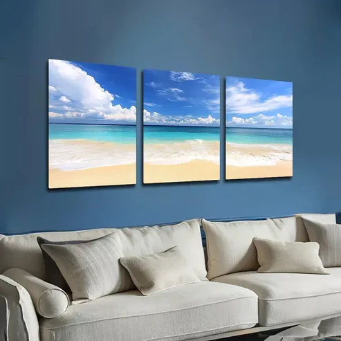 3pcs Romantic Seaside Beach Wall Art Set Canvas Unframed - High Quality Print 100% Australian Made Wall Canvas