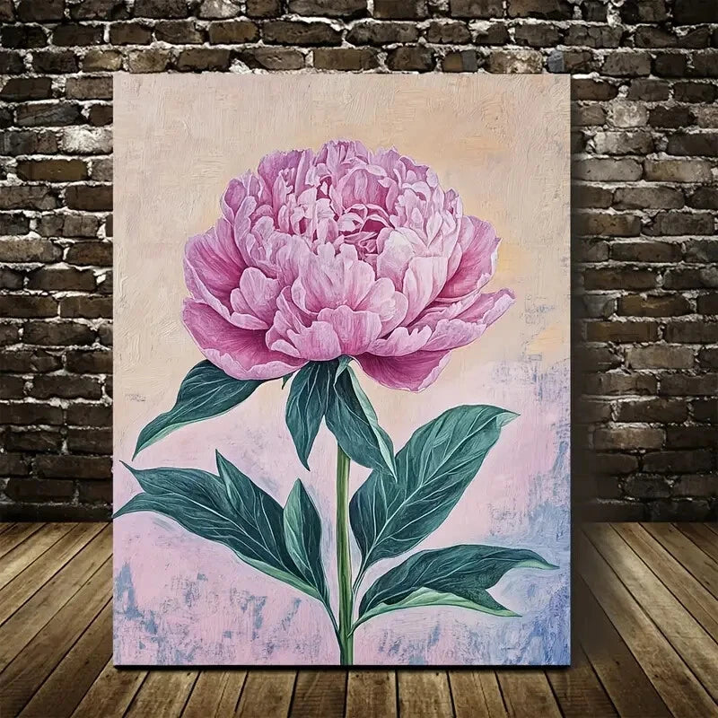 Beautiful Vibrant Peony Painting 40x60cm Metal Print Ready to Hang - Bella Home Decor
