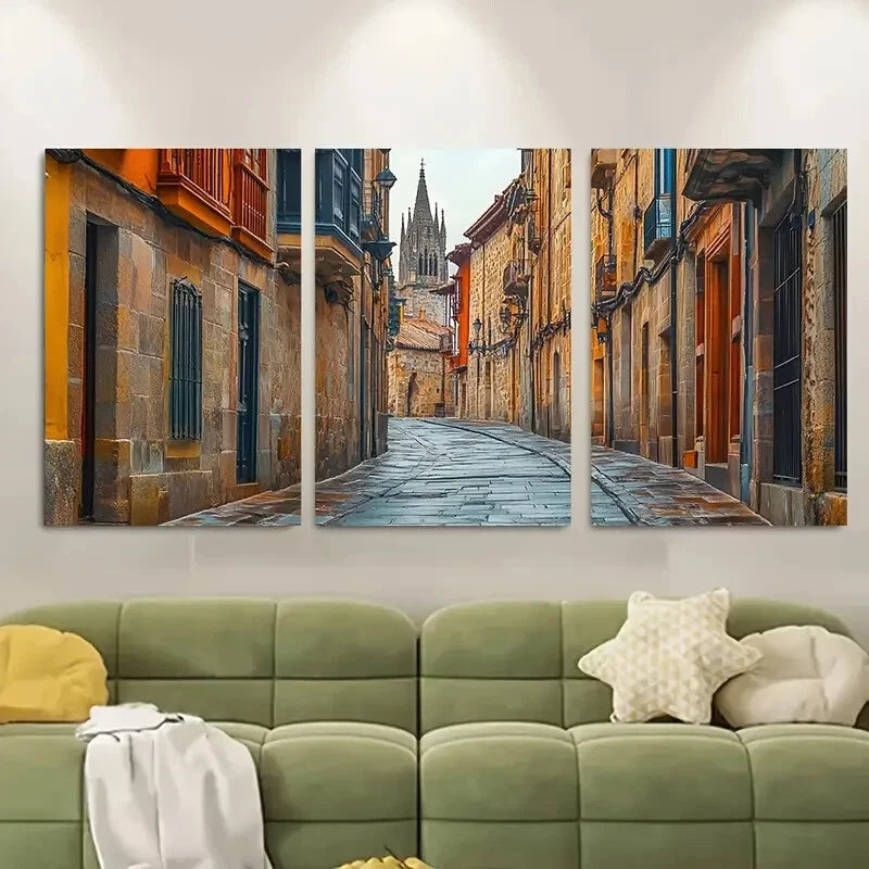3pcs Oviedo Spain Travel with Historic Church Metal Print Ready to Hang Art - Bella Home Decor