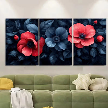 3pcs Elegant Floral Baroque Damask Metal Print Ready to Hang Art