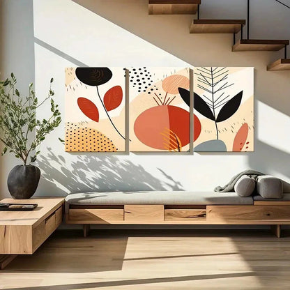 3pcs Abstract Floral Geometric Patterns Art Metal Print Ready to Hang Art - Bella Home Decor