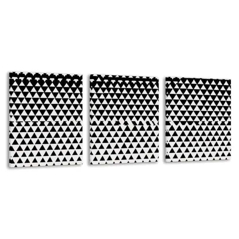 3pcs Black & White Geometric Triangle Pattern   Wall Art Set Canvas Framed 50x70cm - High Quality Print 100% Australian Made Wall Canvas Ready to Hang - Bella Home Decor