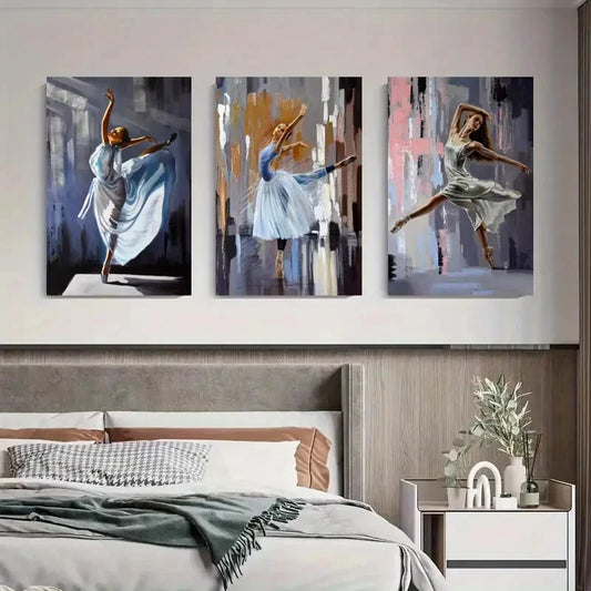 3pcs Expressive Dance Movement Art Prints Metal Print Ready to Hang Art