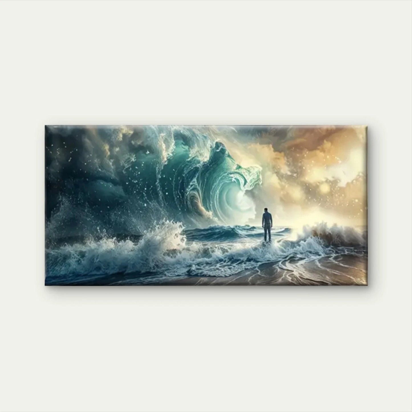 Beach Waves Ocean Scene Wall Art Canvas Office Home Room Framed 120x60cm