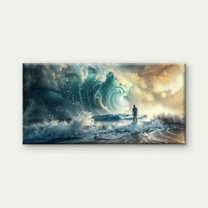 Beach Waves Ocean Scene Wall Art Canvas Office Home Room Framed 120x60cm